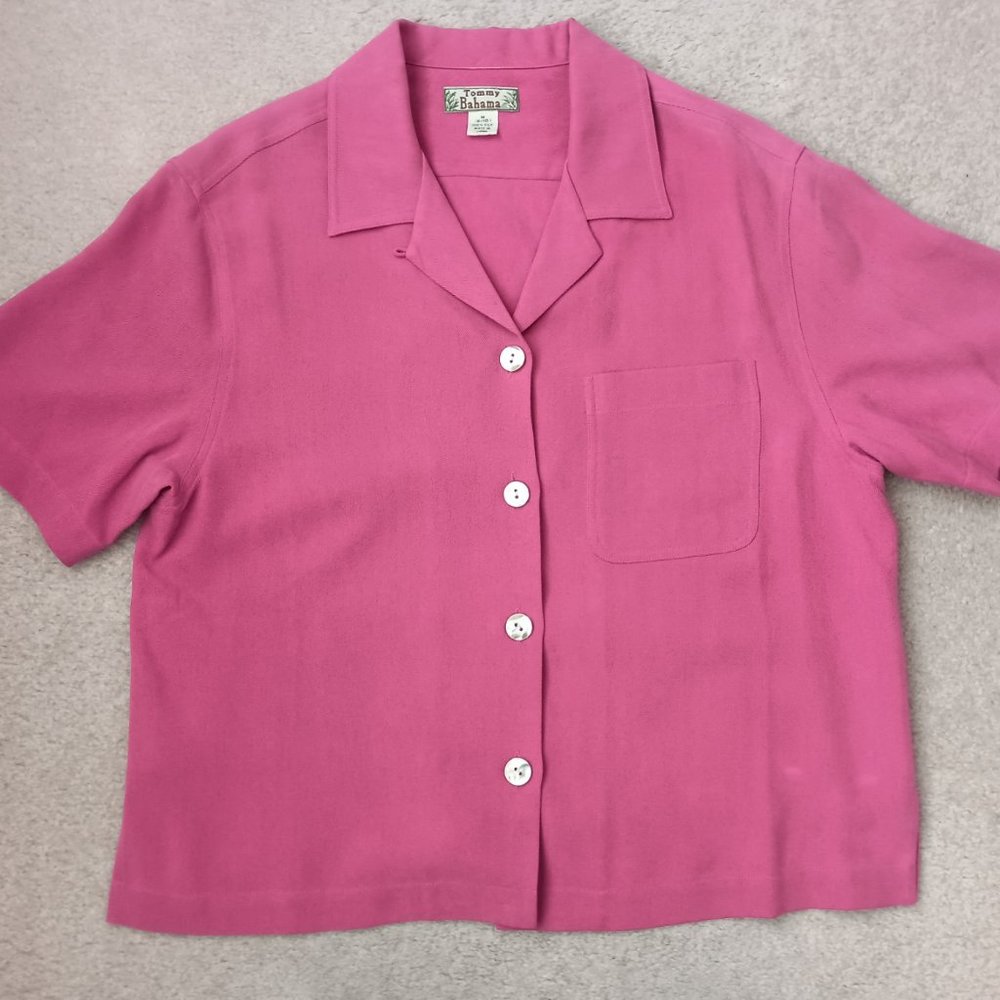 Tommy Bahama 100% Silk Rose-Pink Blouse M (8-10)